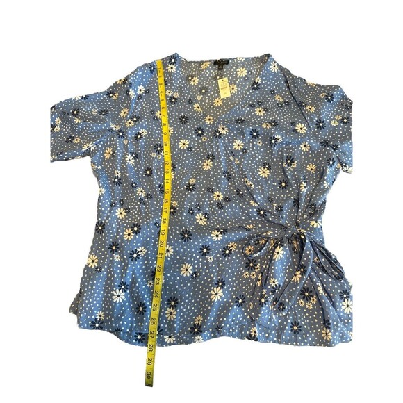 Women’s Talbots BLUE WHITE Floral Wrap Blouse Long Sleeve Viscose Sz 2X NEW - Picture 10 of 10